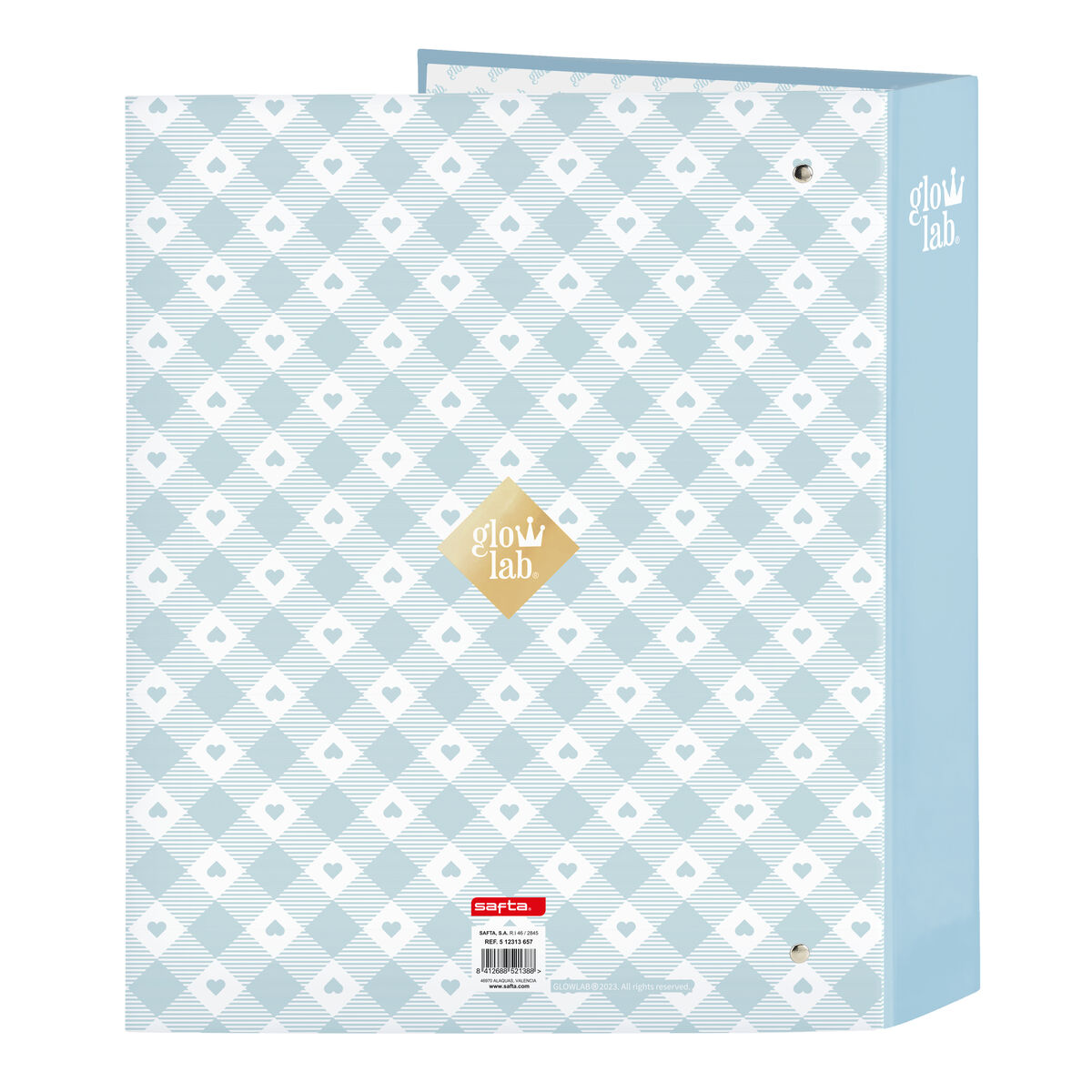 Pasta com argolas Glow Lab Cisnes Azul A4 27 x 33 x 6 cm